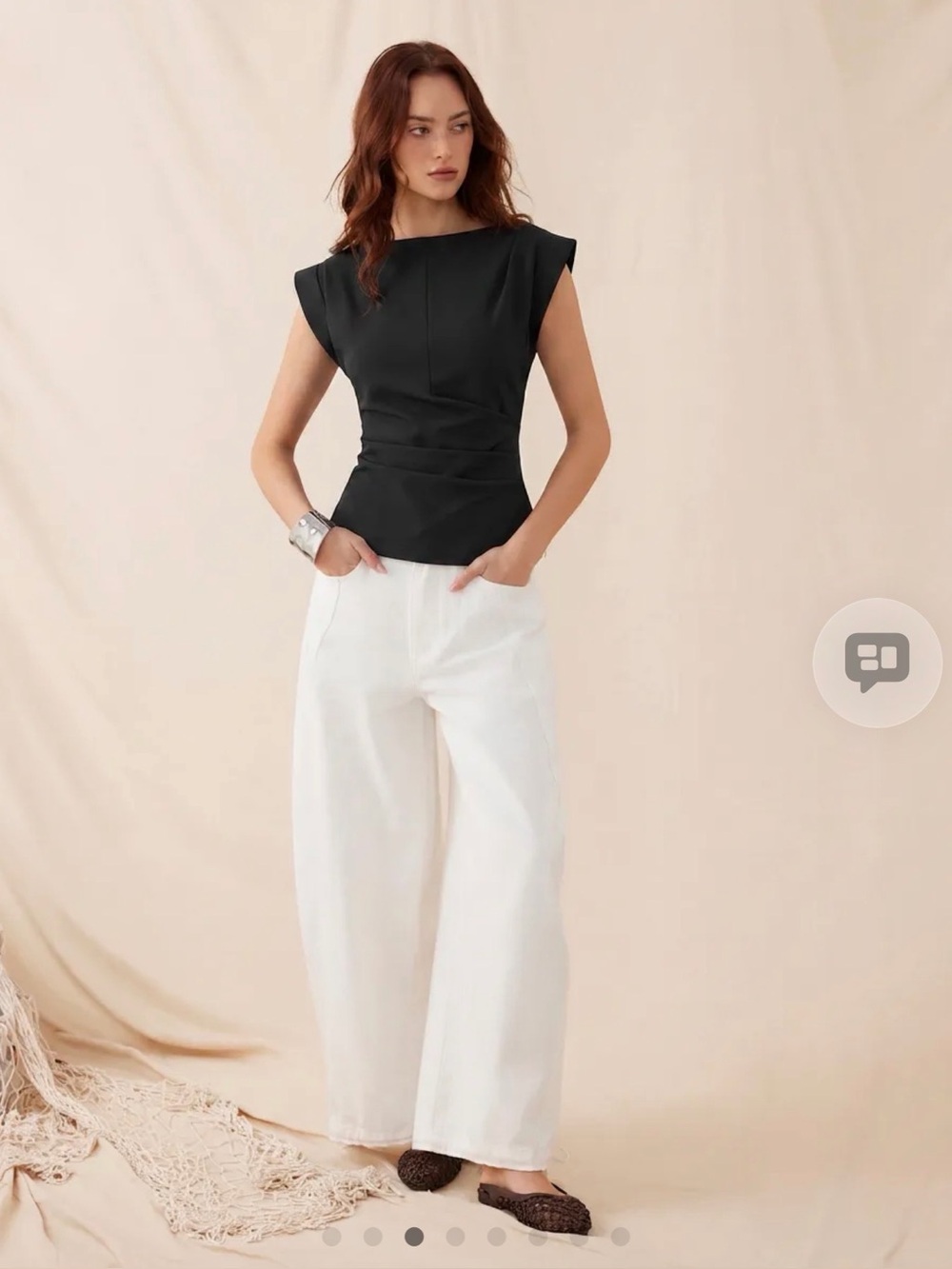 Cider Black Draped Cowl-Sleeve Turtleneck Sweater